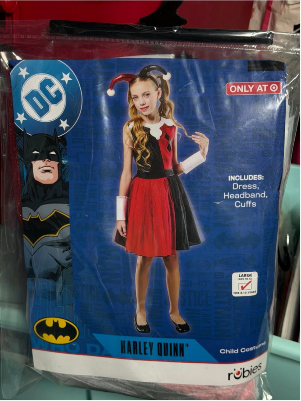 New HARLEY QUINN Dress Rubies Halloween Costume Size Med 10-12 DC Comics Girls